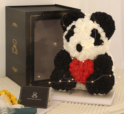 Valentine's Day Gift Rose Bear Eternal Flower Rose Teddy Bear PE Foam Bear 25cm Valentines Day - Laizhan Accessories 