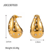 18K Gold-plated Stainless Steel Inlaid Zircon Chubby Stud Earrings INS - Laizhan Accessories 