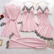 5PC Silk Robe Sleep Suit Robes Set - Laizhan Accessories 