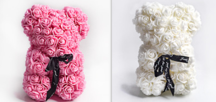 Valentine's Day Gift Rose Bear Eternal Flower Rose Teddy Bear PE Foam Bear 25cm Valentines Day - Laizhan Accessories 