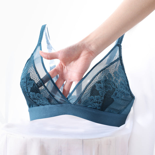 French Triangle Cup Bra Sexy Lace Ultra-thin Bra - Laizhan Accessories 