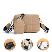 2Pcs Rhombus Shoulder Bag With Wallet Letter Print Wide Shoulder Strap Small Square Bag Large Capacity Cell Phone Crossbody Bags - Laizhan Accessories 