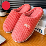 Solid Color Simple Cotton Slippers Winter Non-slip Home Warm Plush Slippers Household Indoor Couple Women's House Shoes - Laizhan Accessories 