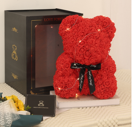 Valentine's Day Gift Rose Bear Eternal Flower Rose Teddy Bear PE Foam Bear 25cm Valentines Day - Laizhan Accessories 