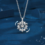 Rotatable 925 Silver Snowflake Necklace Women Luxury Niche Design Shiny Rhinestone Jewelry Autumn And Winter Birthday Gift For Friends - Laizhan Accessories 