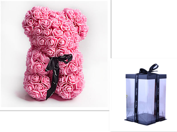 Valentine's Day Gift Rose Bear Eternal Flower Rose Teddy Bear PE Foam Bear 25cm Valentines Day - Laizhan Accessories 