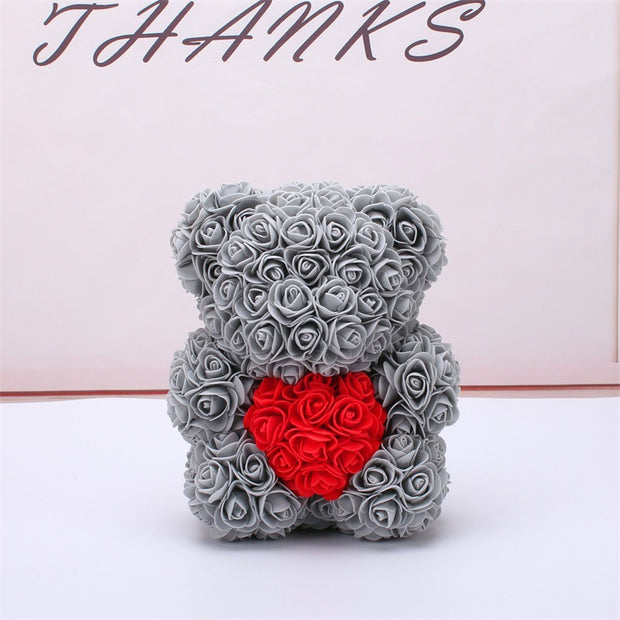 Valentine's Day Gift Rose Bear Eternal Flower Rose Teddy Bear PE Foam Bear 25cm Valentines Day - Laizhan Accessories 